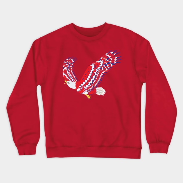 Flying Blue red and white bald eagle Crewneck Sweatshirt by AnnArtshock